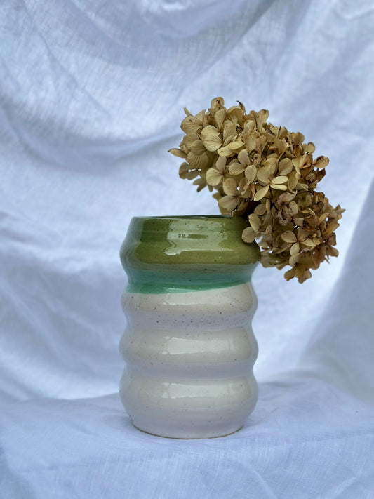 Large Bubble Vase - Forest Green & White