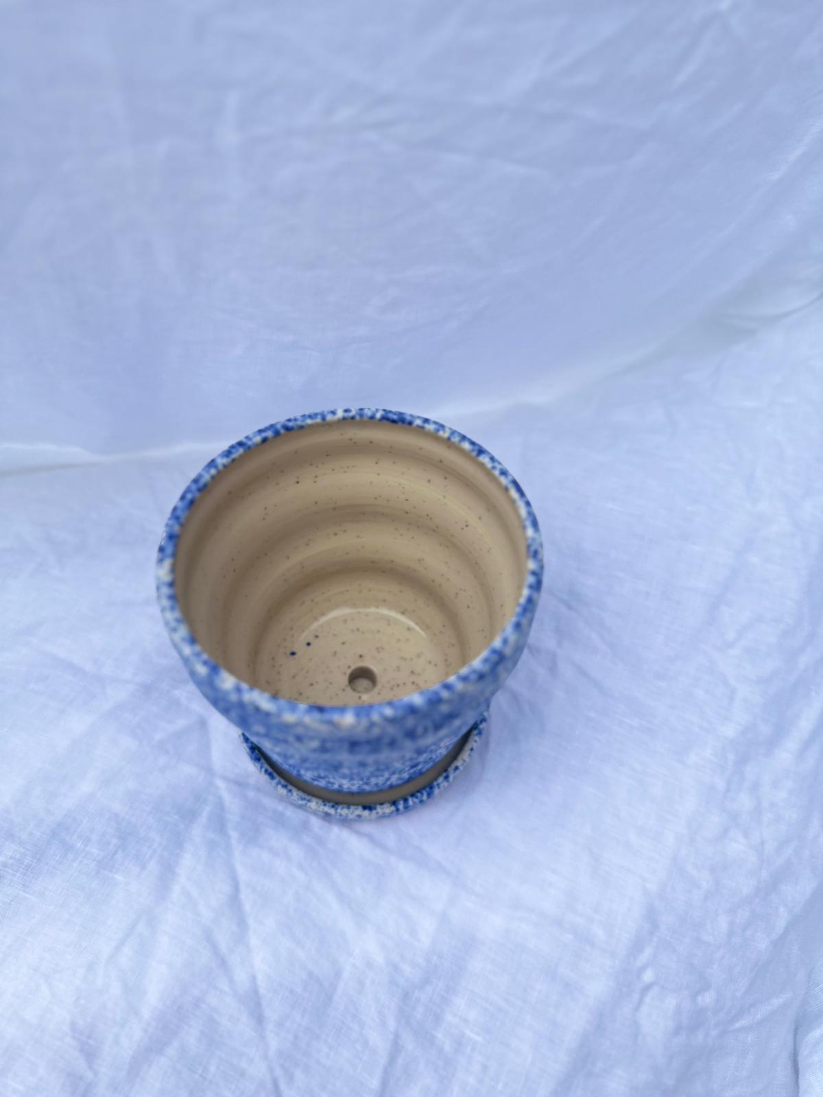 Blue Speckled Bubble Plant Pot