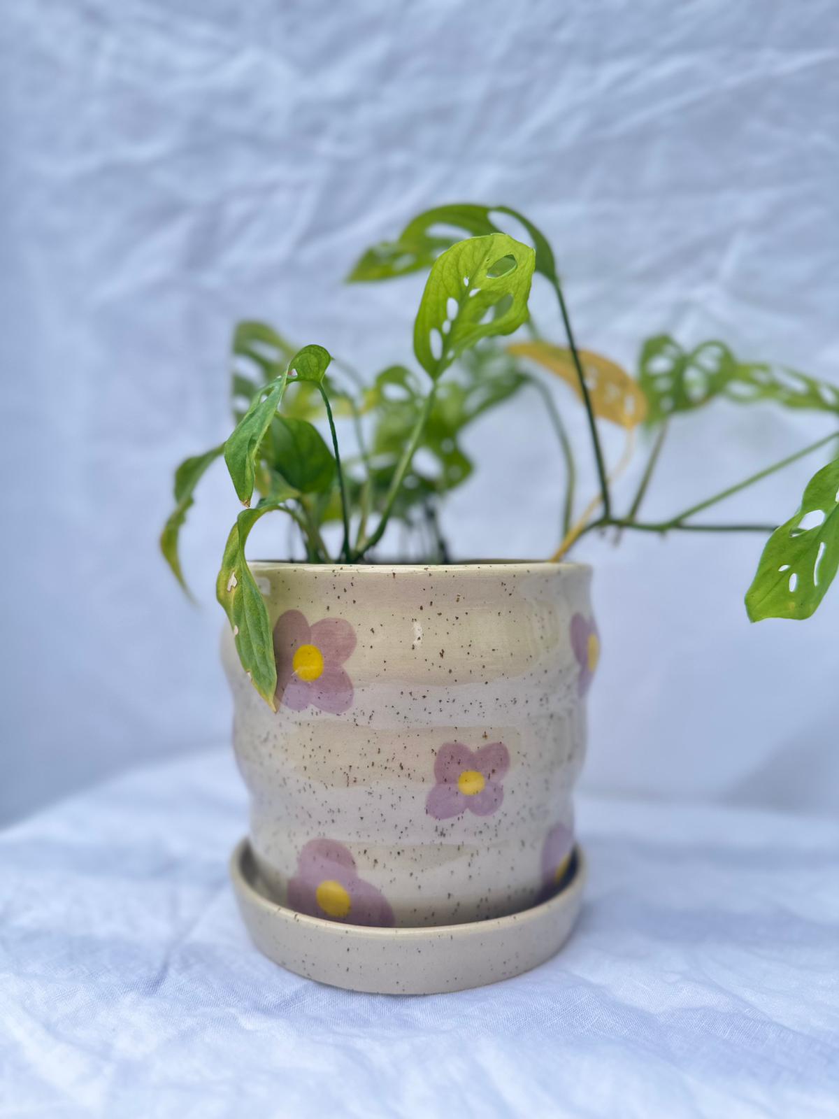 Bubble Planter- Purple Flowers