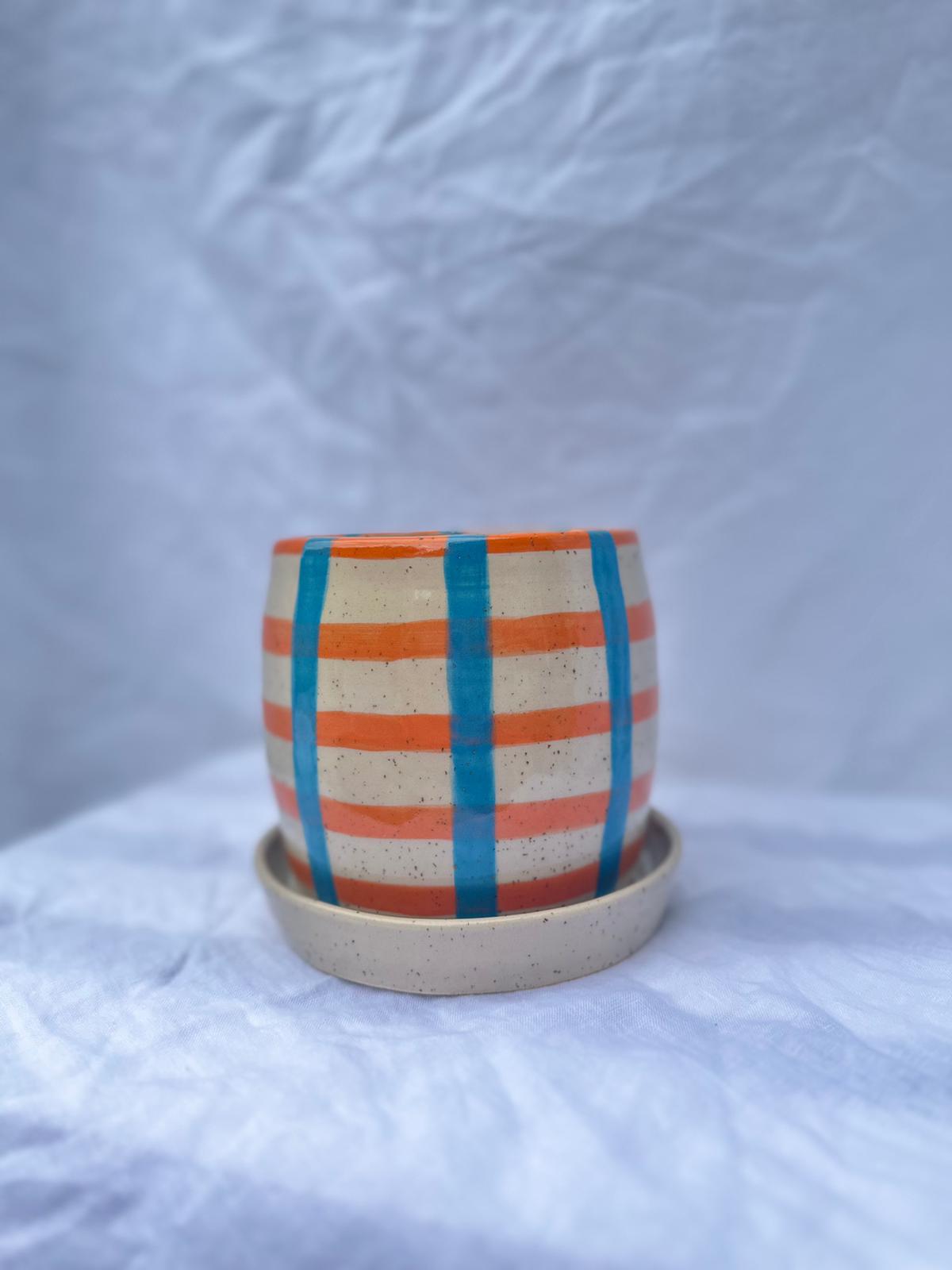 Orange & Blue Stripe Planter