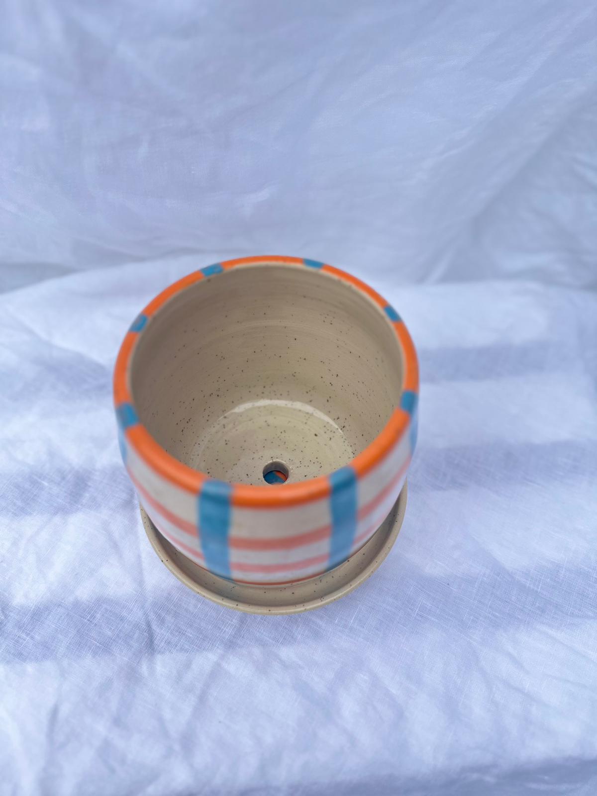 Orange & Blue Stripe Planter