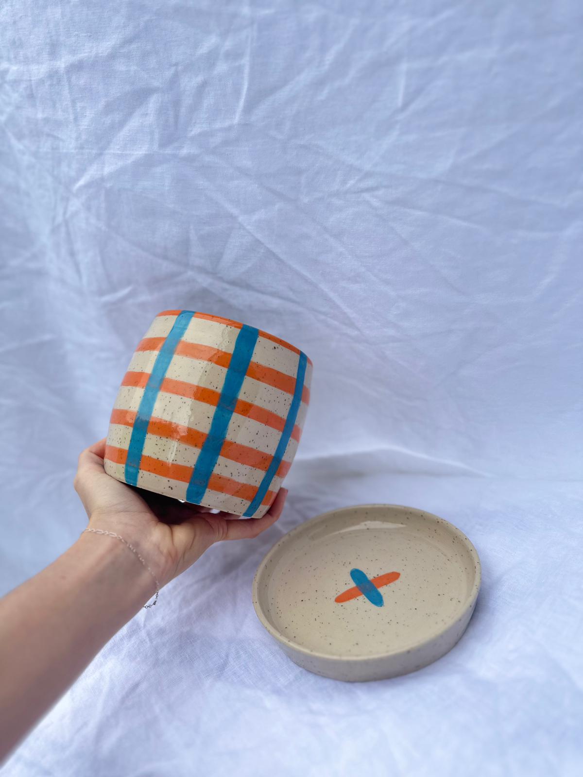 Orange & Blue Stripe Planter