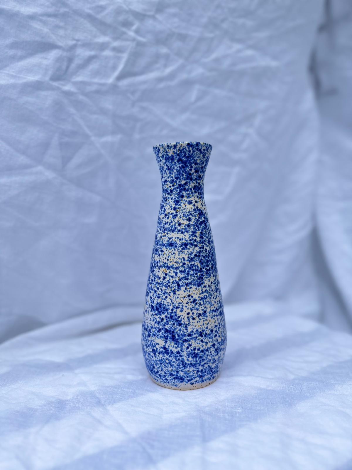 Blue Speckled Tall Vase