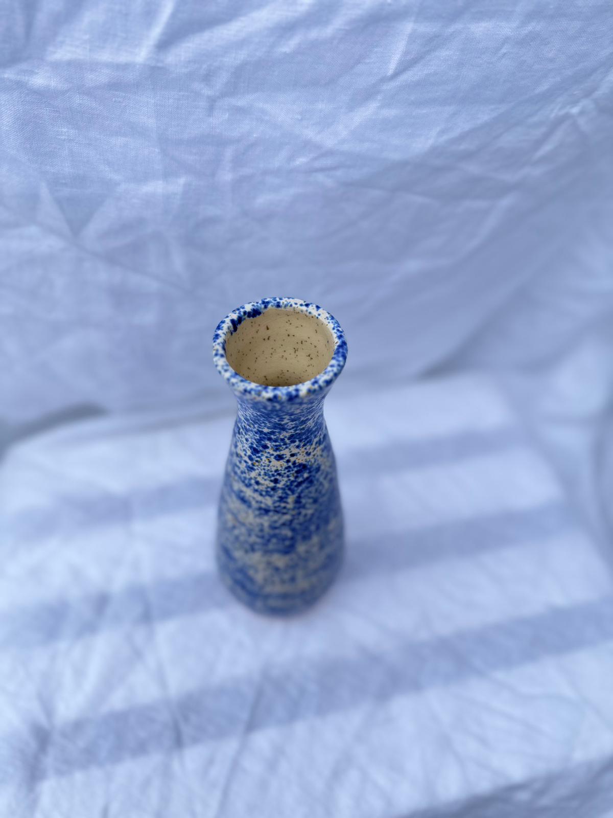 Blue Speckled Tall Vase