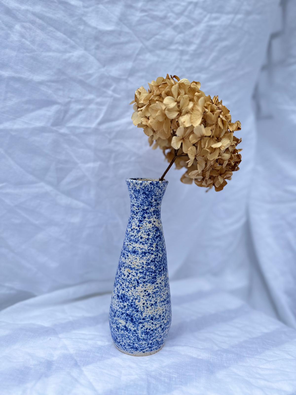 Blue Speckled Tall Vase