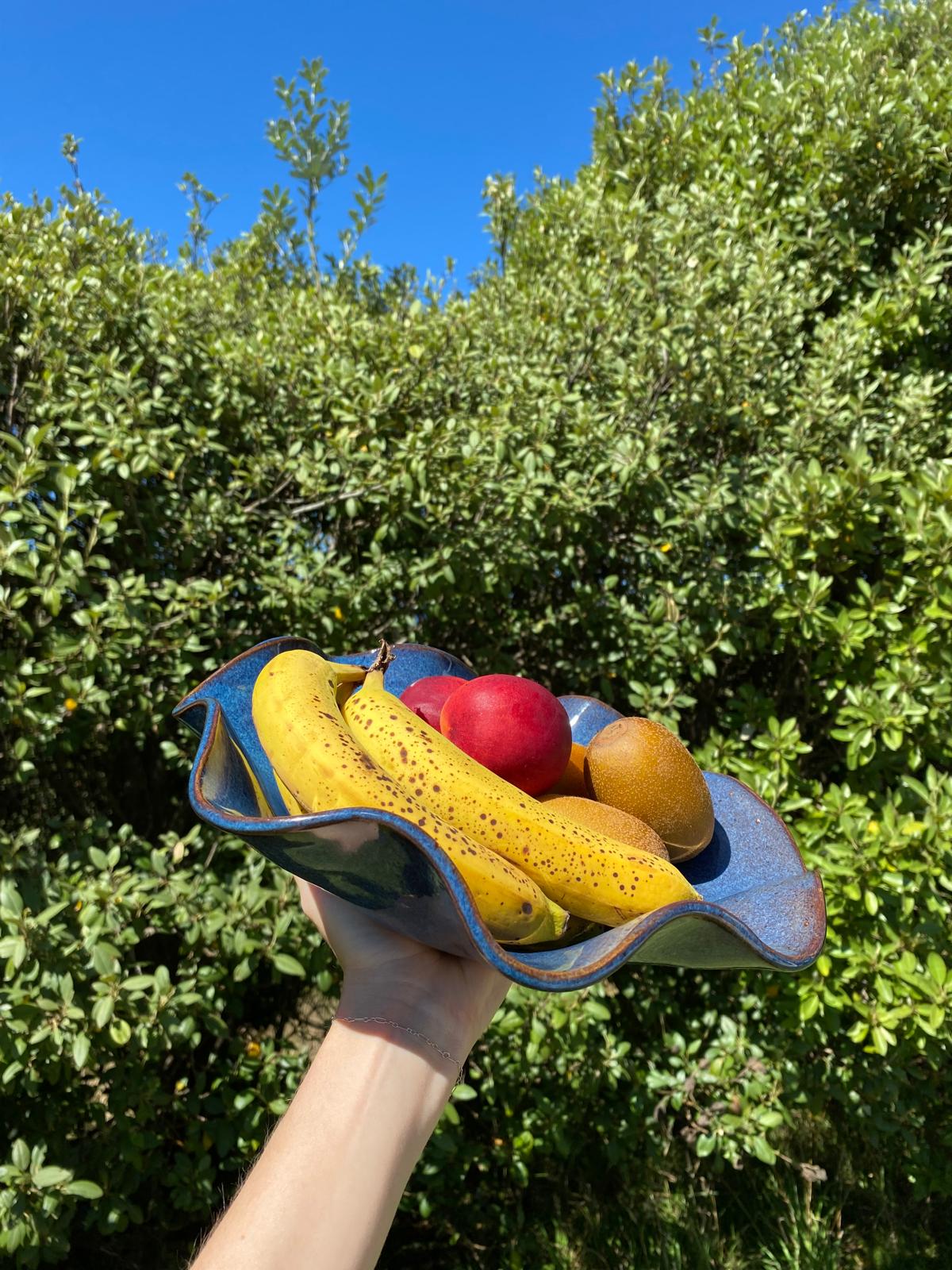 Wavy Ocean Blue Fruit Bowl