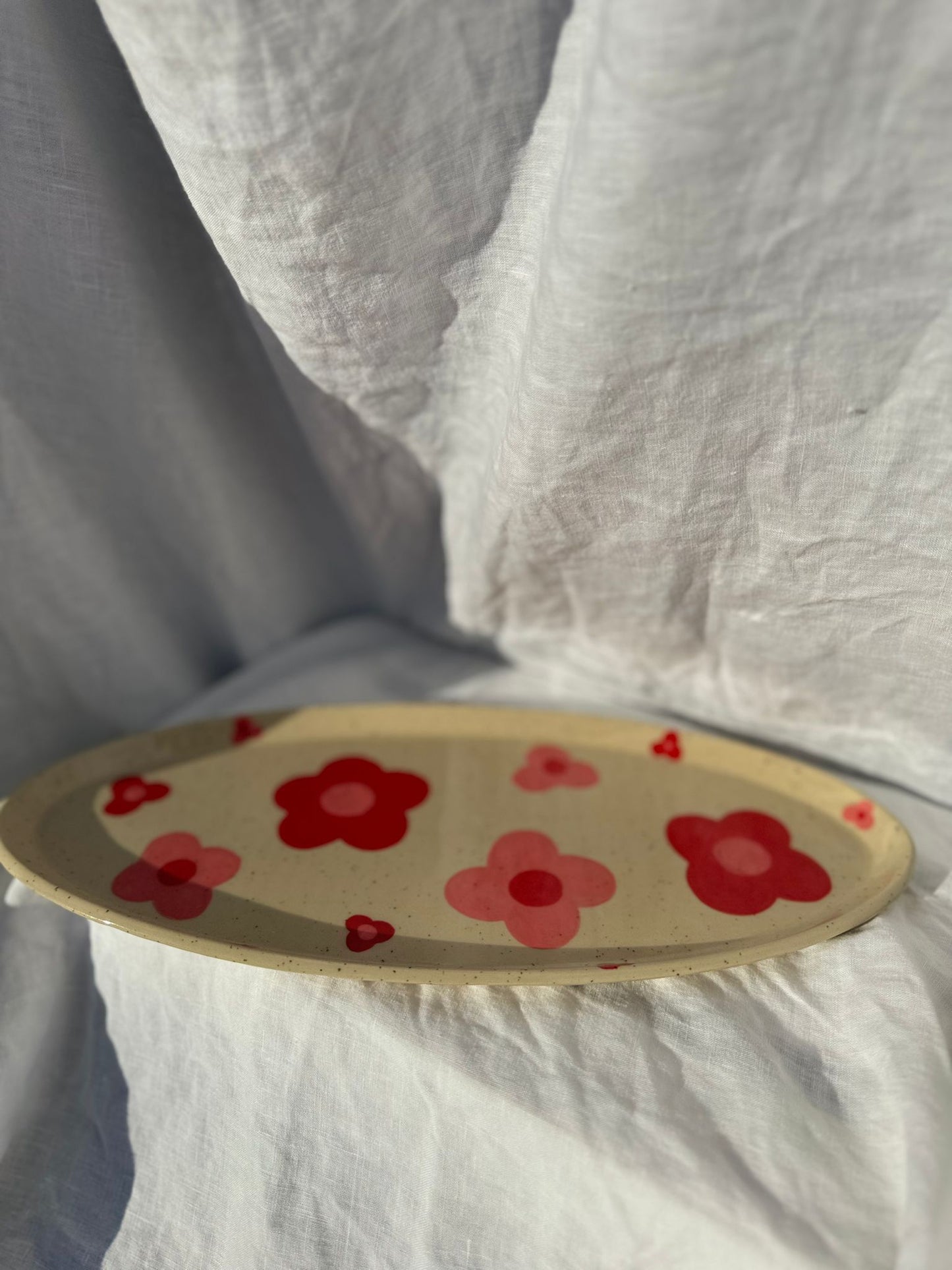 Red and Pink Flower Platter