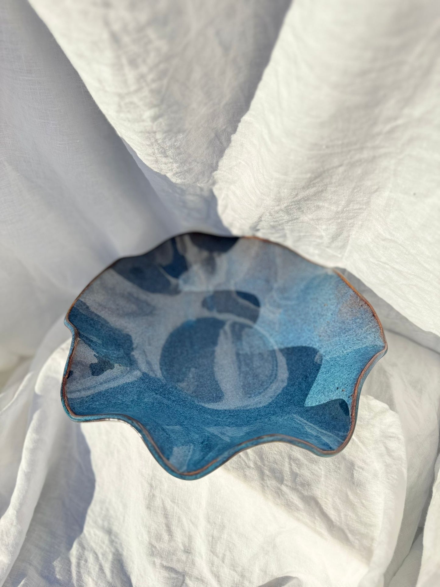 Wavy Ocean Blue Fruit Bowl