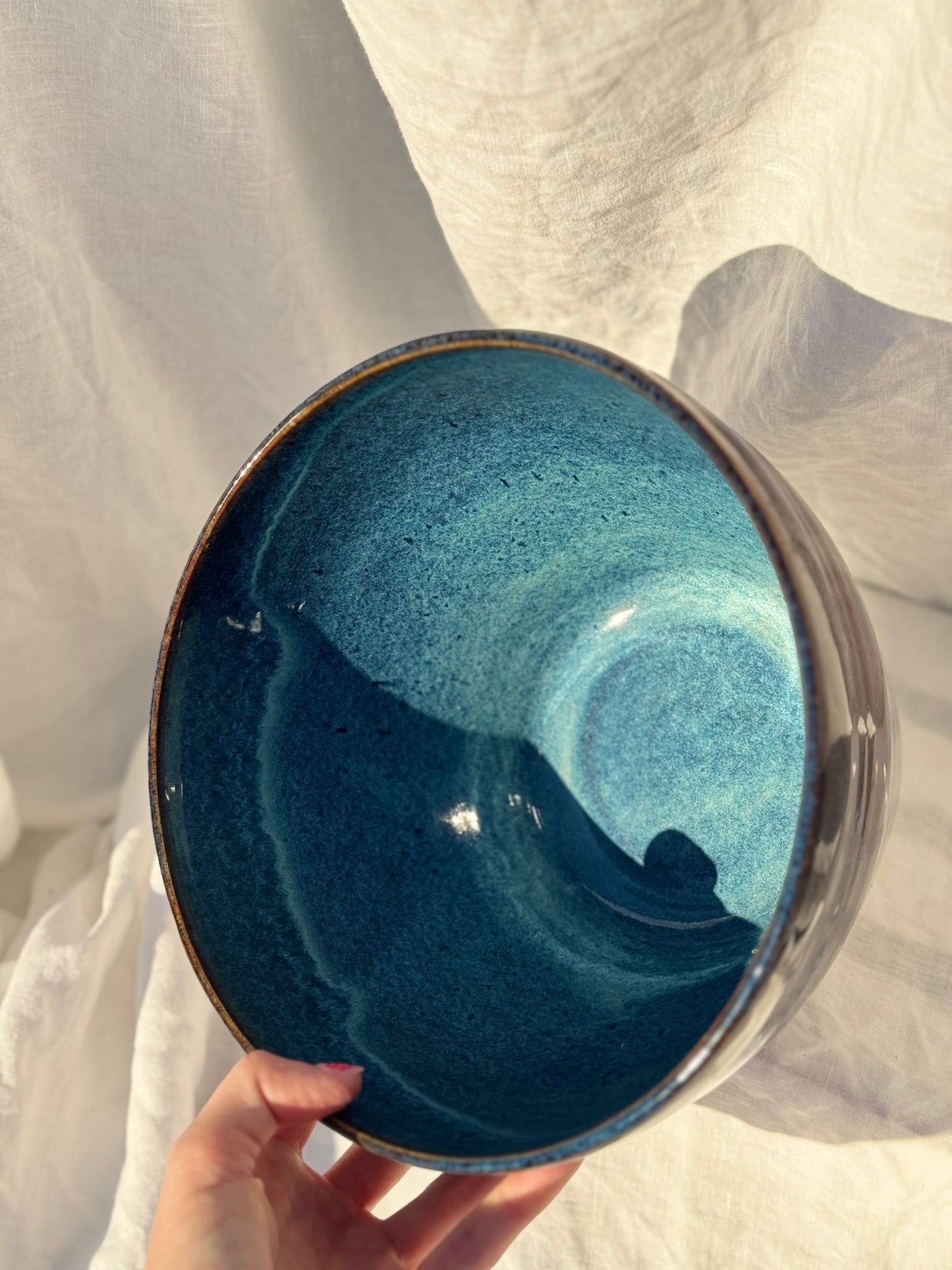 Large Ocean Blue Fruit Bowl